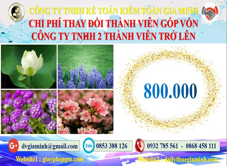 Bảng giá thay đổi thành viên góp vốn công ty TNHH 2 thành viên trở lên