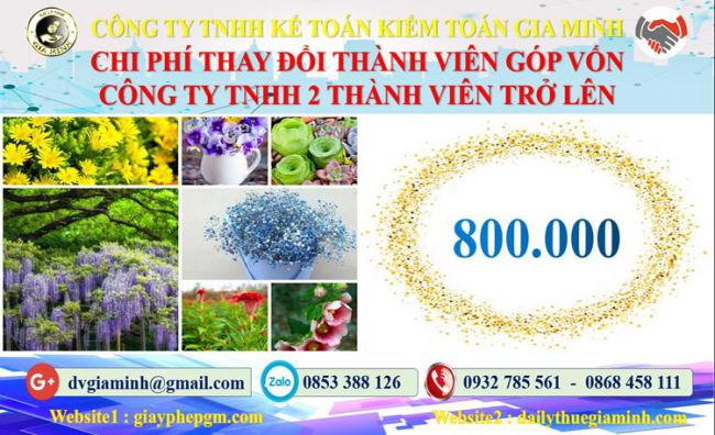Thay đổi thành viên góp vốn công ty TNHH 2 thành viên Huyện Củ Chi 5 Bảng giá thay đổi thành viên góp vốn công ty TNHH 2 thành viên trở lên