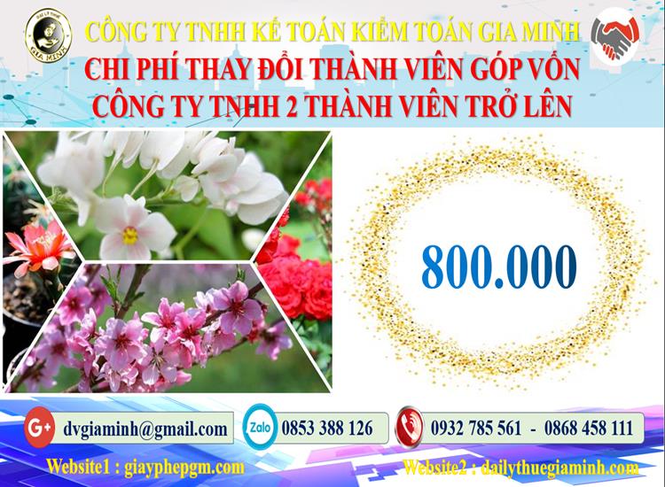 Thay đổi thành viên góp vốn công ty TNHH 2 thành viên Huyện Đông Anh 5 Bảng giá thay đổi thành viên góp vốn công ty TNHH 2 thành viên trở lên