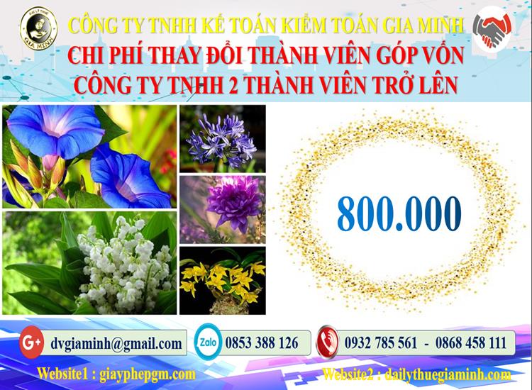 Thay đổi thành viên góp vốn công ty TNHH 2 thành viên Huyện Hoài Đức 5 Bảng giá thay đổi thành viên góp vốn công ty TNHH 2 thành viên trở lên