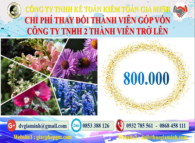 Thay đổi thành viên góp vốn công ty TNHH 2 thành viên Huyện Phúc Thọ 5 Bảng giá thay đổi thành viên góp vốn công ty TNHH 2 thành viên trở lên