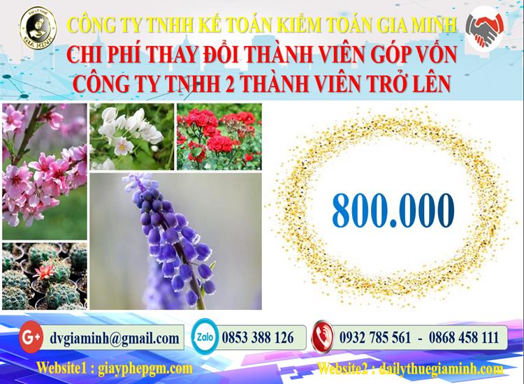 Thay đổi thành viên góp vốn công ty TNHH 2 thành viên Huyện Quốc Oai 5 Bảng giá thay đổi thành viên góp vốn công ty TNHH 2 thành viên trở lên