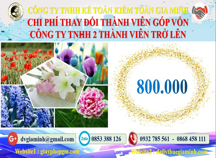 Thay đổi thành viên góp vốn công ty TNHH 2 thành viên Huyện Thạch Thất 5 Bảng giá thay đổi thành viên góp vốn công ty TNHH 2 thành viên trở lên