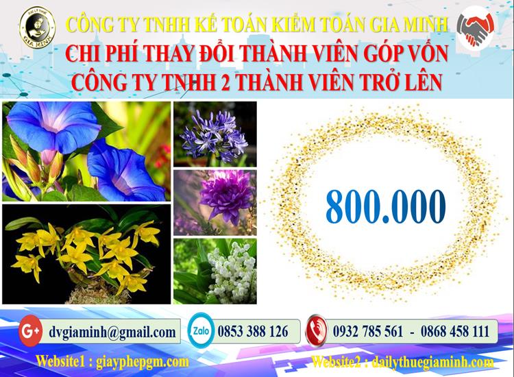 Thay đổi thành viên góp vốn công ty TNHH 2 thành viên Huyện Tiên Lãng 5 Bảng giá thay đổi thành viên góp vốn công ty TNHH 2 thành viên trở lên