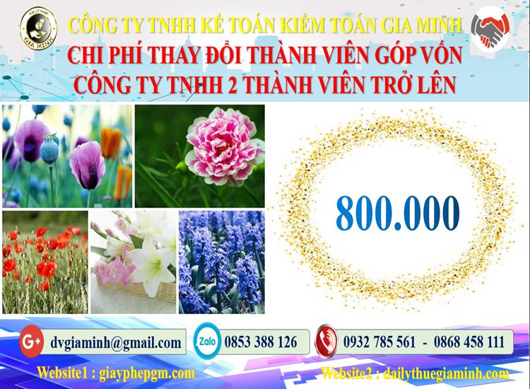 Thay đổi thành viên góp vốn công ty TNHH 2 thành viên Quận Ba Đình 5 Bảng giá thay đổi thành viên góp vốn công ty TNHH 2 thành viên trở lên
