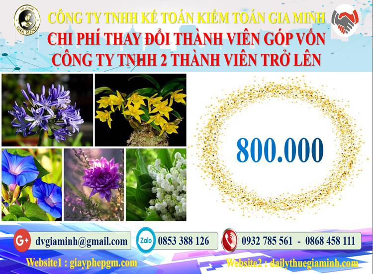 Thay đổi thành viên góp vốn công ty TNHH 2 thành viên Quận Dương Kinh 5 Bảng giá thay đổi thành viên góp vốn công ty TNHH 2 thành viên trở lên
