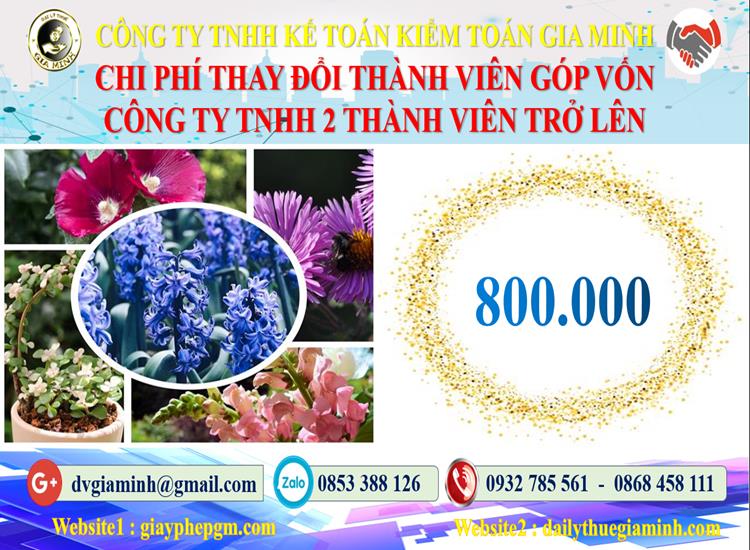 Thay đổi thành viên góp vốn công ty TNHH 2 thành viên Quận Gò Vấp 5 Bảng giá thay đổi thành viên góp vốn công ty TNHH 2 thành viên trở lên