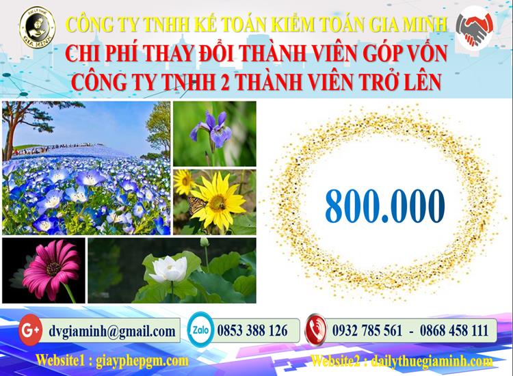 Thay đổi thành viên góp vốn công ty TNHH 2 thành viên Tiền Giang 5 Bảng giá thay đổi thành viên góp vốn công ty TNHH 2 thành viên trở lên tại Tiền Giang
