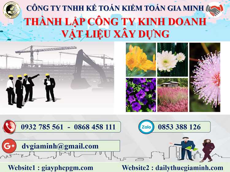 thành lập công ty kinh doanh vật liệu xây dựng tại Quận Ninh Kiều 4 Thủ tục thành lập công ty kinh doanh vật liệu xây dựng tại Quận Ninh Kiều