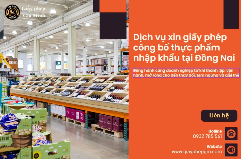Xin giấy phép công bố thực phẩm nhập khẩu Đồng Nai
