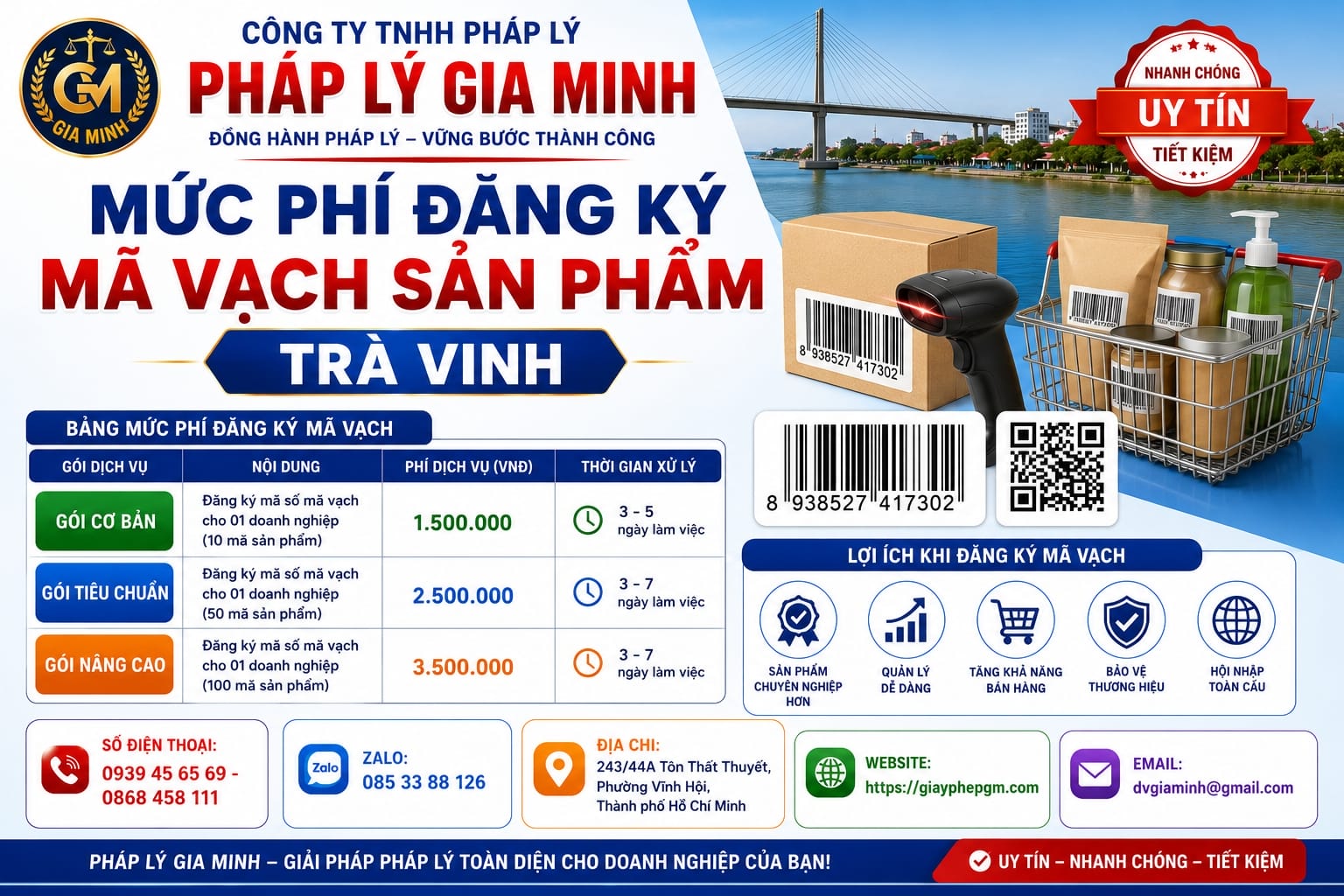 Mức phí đăng ký mã vạch sản phẩm Trà Vinh