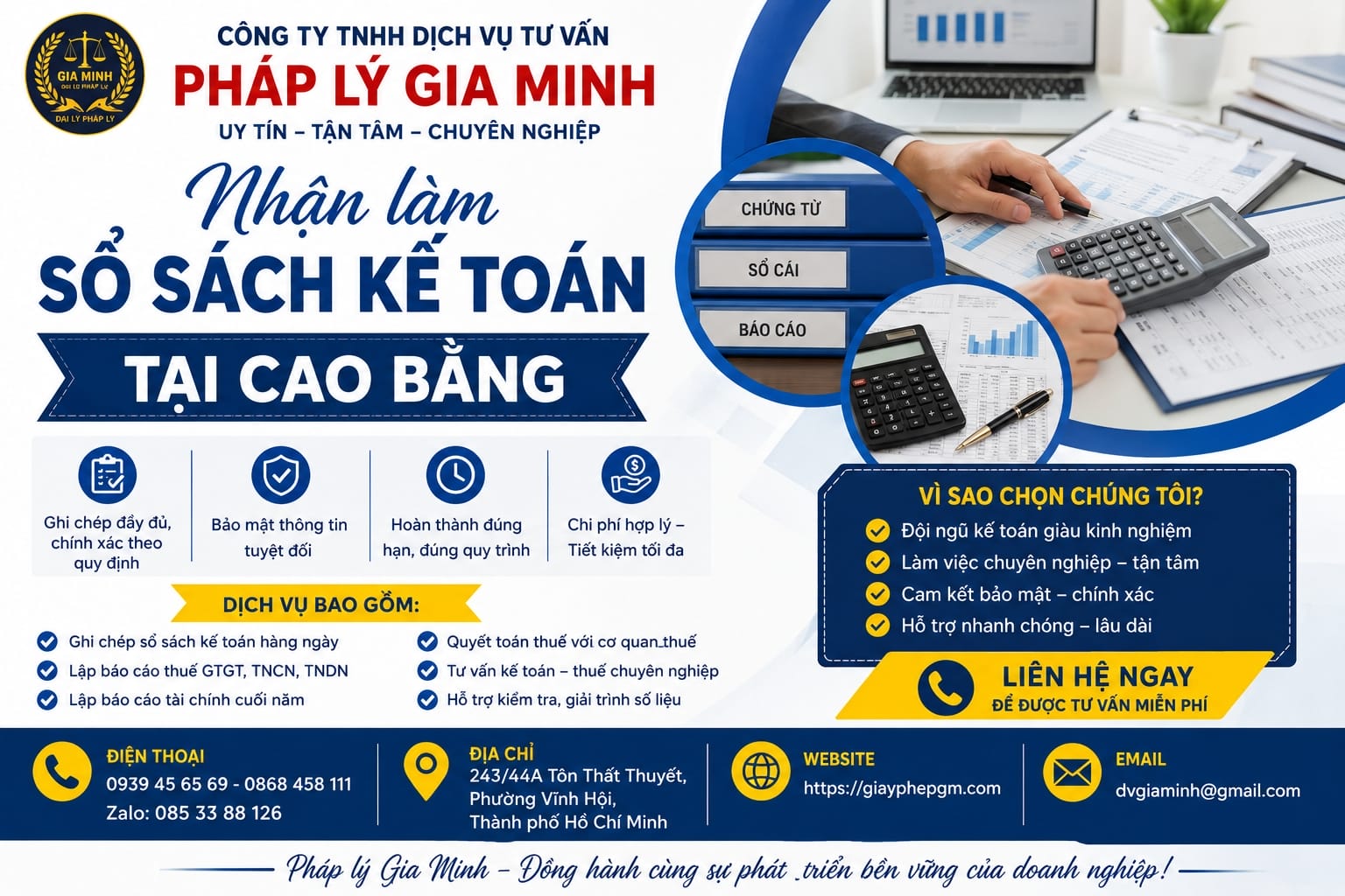 Nhận làm sổ sách kế toán tại Cao Bằng