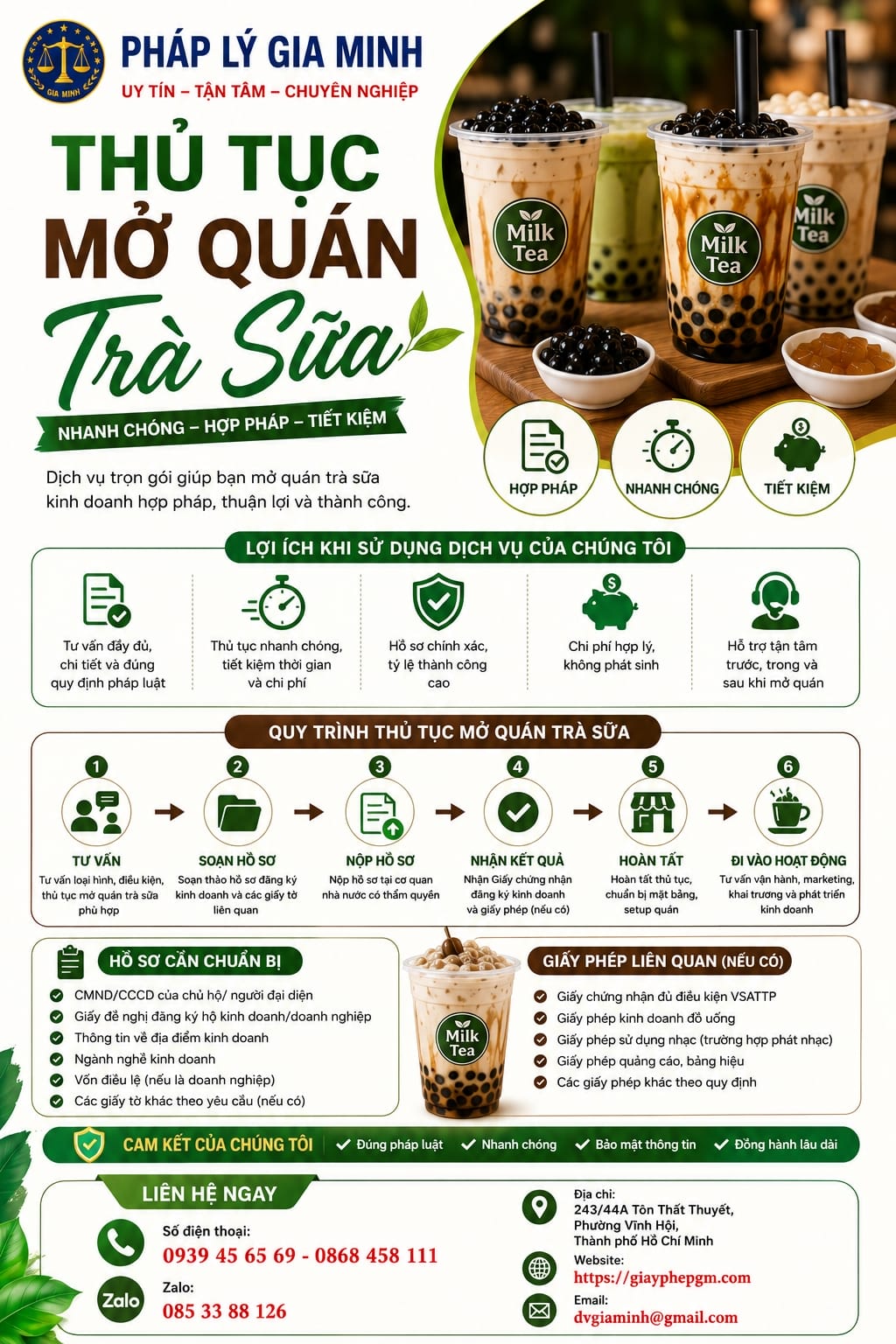 Thủ tục mở quán trà sữa