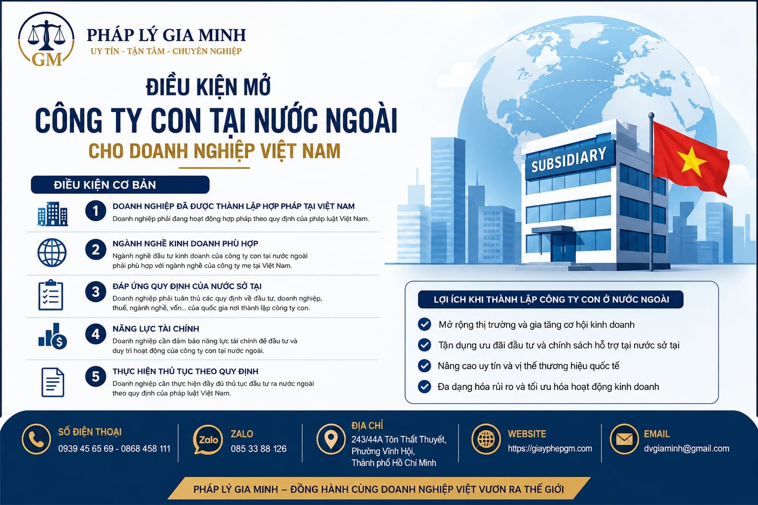 Điều kiện mở công ty con tại nước ngoài cho doanh nghiệp Việt Nam