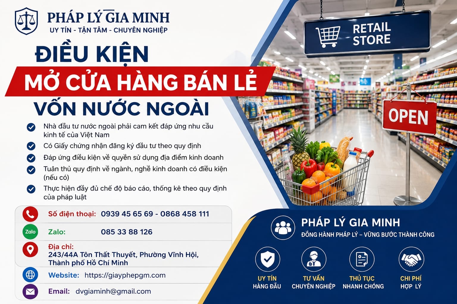 Điều kiện mở cửa hàng bán lẻ vốn nước ngoài