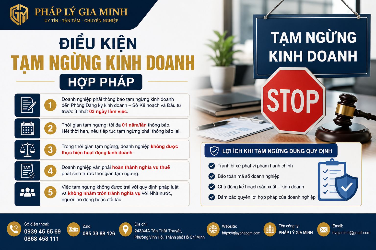 Điều kiện tạm ngừng kinh doanh hợp pháp