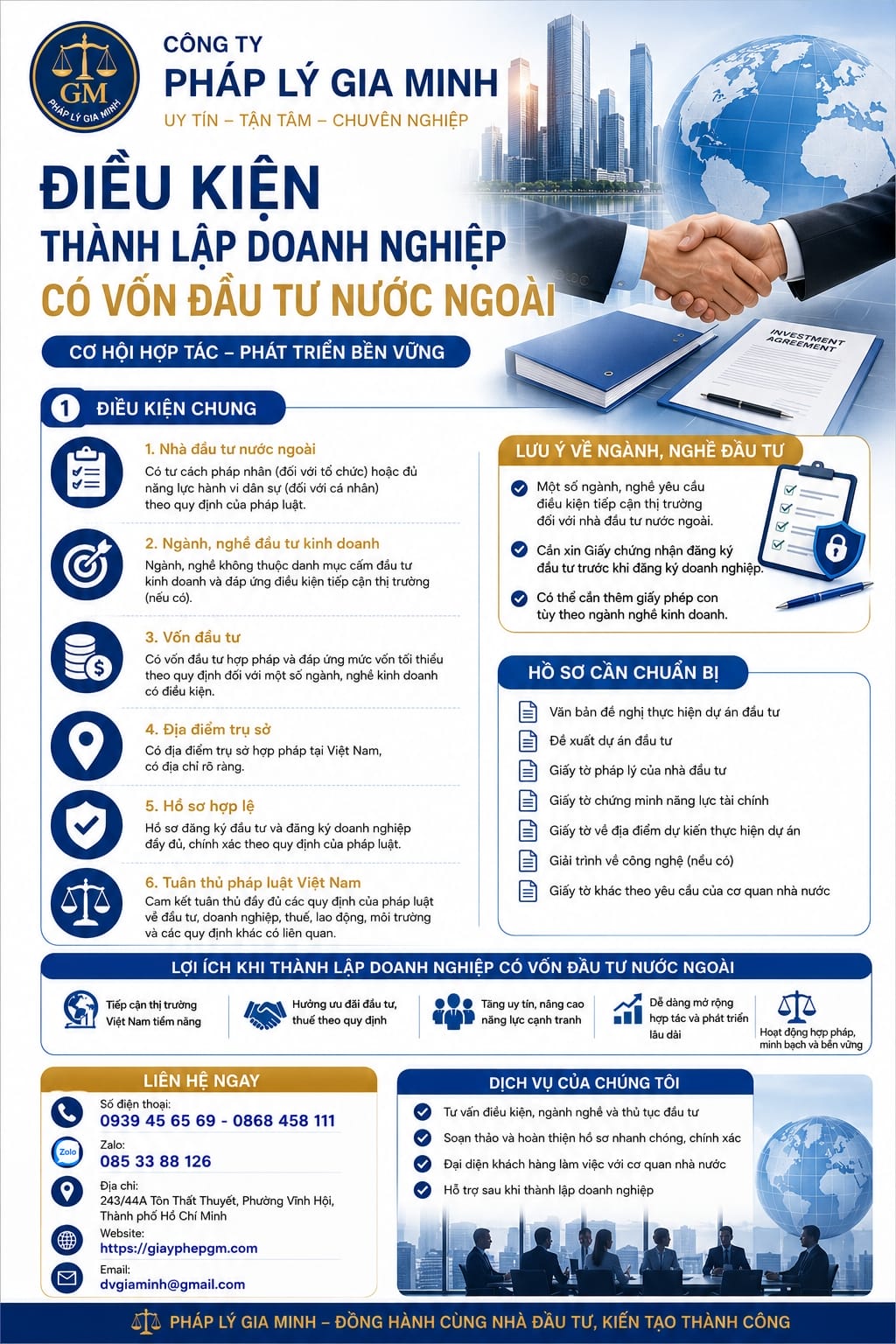 Điều kiện thành lập doanh nghiệp có vốn đầu tư nước ngoài