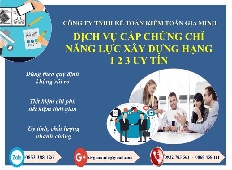 Dịch vụ cấp chứng chỉ năng lực xây dựng hạng 1,2,3 uy tín