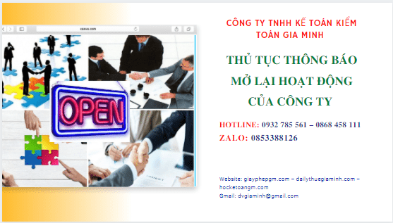 Thủ tục thông báo mở lại hoạt động của công ty