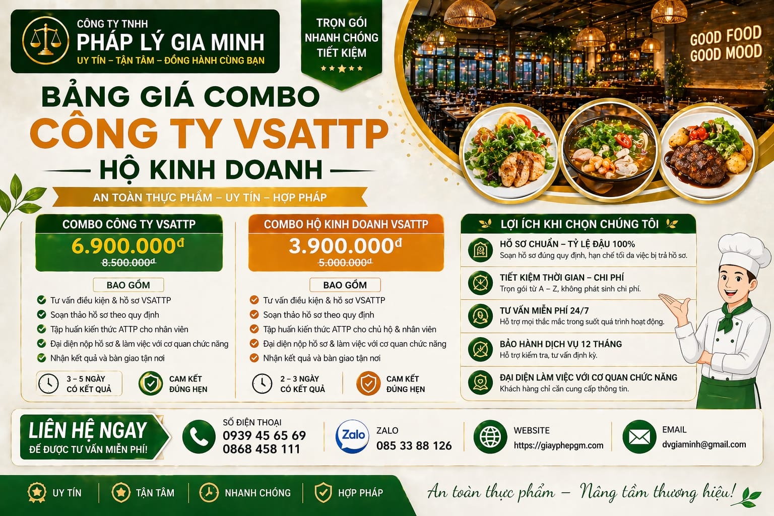 Điều kiện vệ sinh an toàn thực phẩm cho nhà hàng