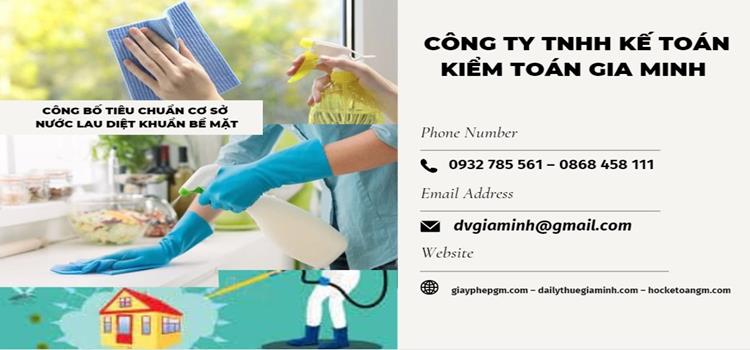 Dịch vụ CB tiêu chuẩn cơ sở nước lau diệt khuẩn bề mặt nhập khẩu 