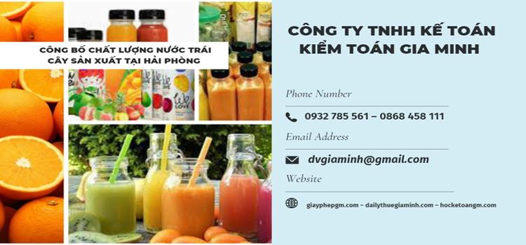 CÔNG BỐ CHẤT LƯỢNG NƯỚC TRÁI CÂY SẢN XUẤT TẠI HẢI PHÒNG CÓ PHỨC TẠP KHÔNG ? 5 Thủ tục công bố chất lượng nước trái cây sản xuất tại Hải Phòng