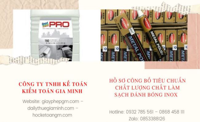 Hồ sơ công bố tiêu chuẩn chất lượng chất làm sạch đánh bóng inox 5 Thủ tục công bố tiêu chuẩn chất lượng chất làm sạch đánh bóng inox