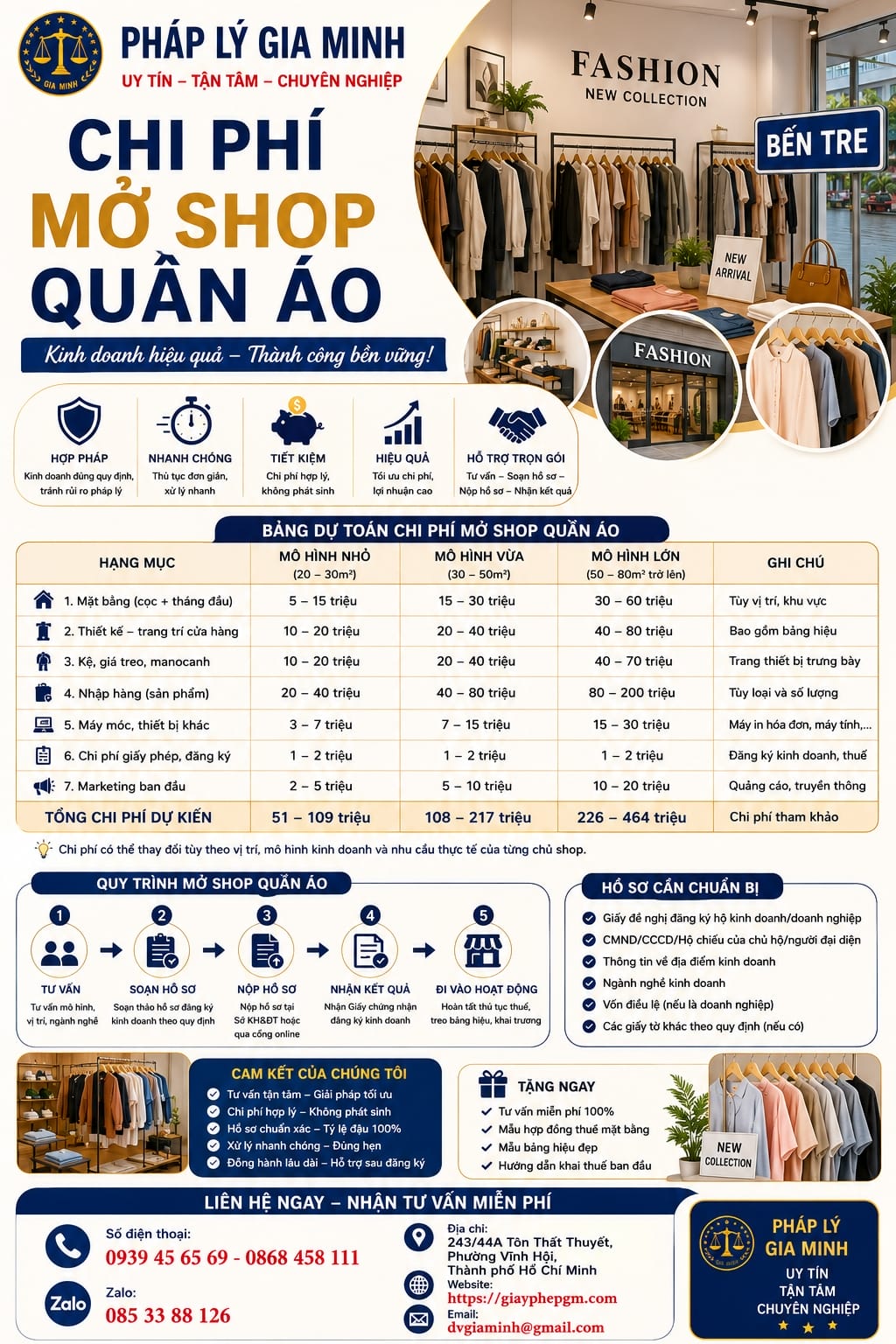 Chi phí mở shop quần áo