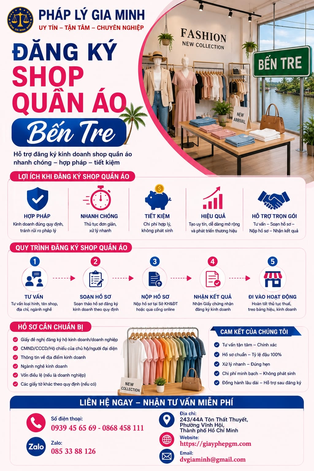 Đăng ký shop quần áo Bến Tre