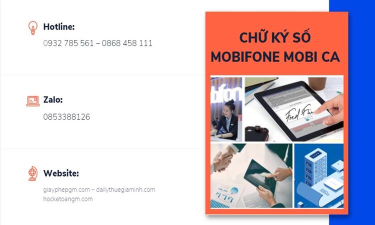 Bảng báo giá Chữ ký số mobifone mobi CA 