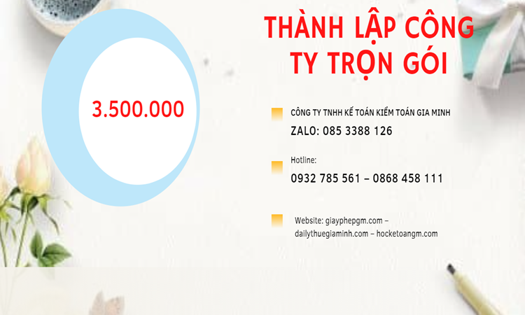 Bảng giá thành lập doanh nghiệp ở Bạc Liêu
