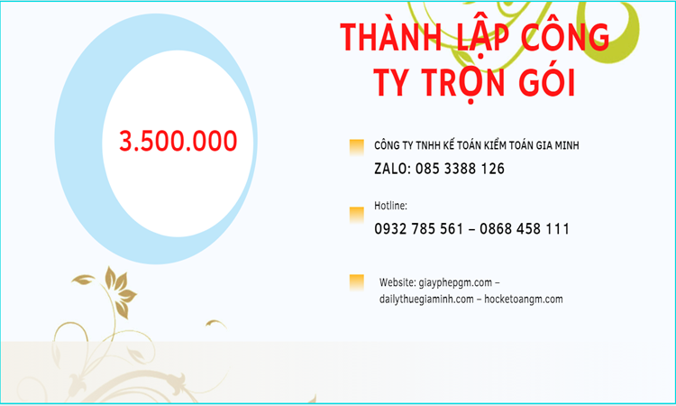 Bảng giá thành lập doanh nghiệp ở TT Huế