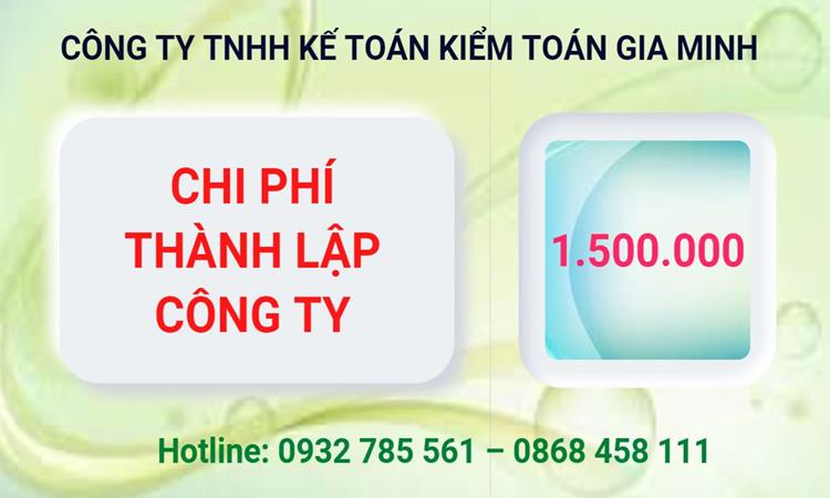 Chi phí thành lập công ty Luật tại Thị xã Duy Tiên