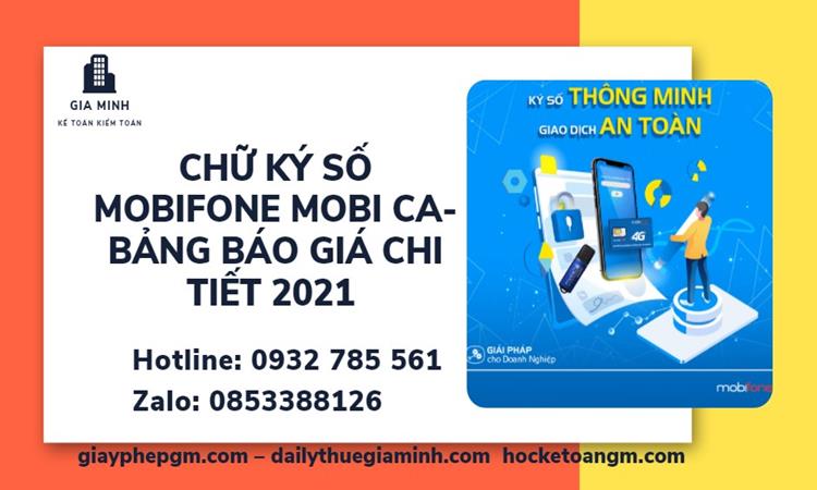 Chữ ký số mobifone mobi CA- bảng báo giá chi tiết 2021 