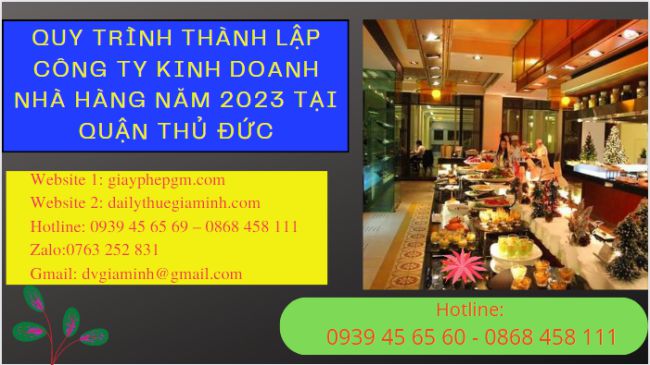 Quy trình thành lập công ty kinh doanh nhà hàng năm 2023 tạI Quận Thủ Đức
