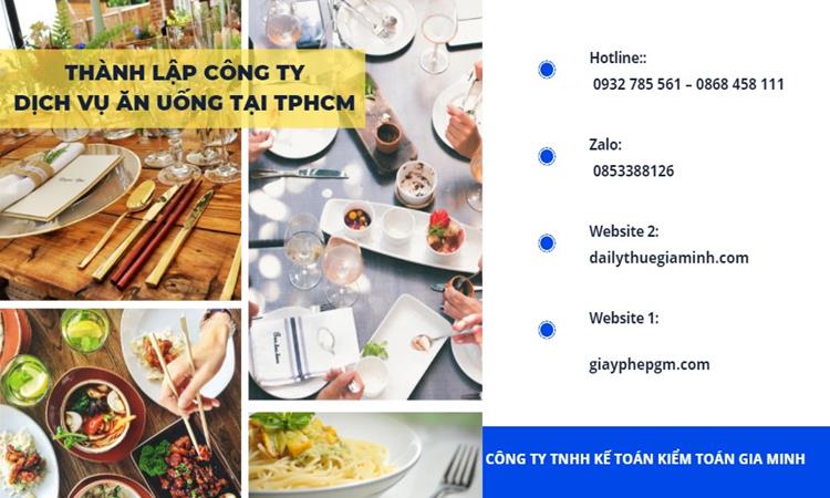 Thành lập công ty dịch vụ ăn uống - nhà hàng - khách sạn tại TPHCM 