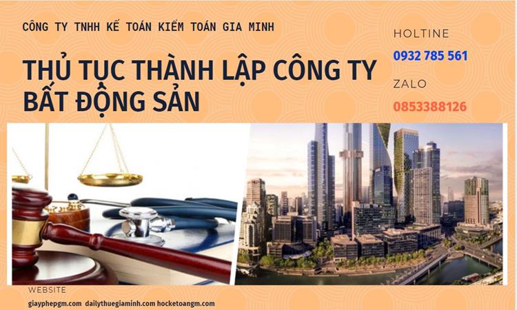 Thủ tục thành lập công ty bất động sản tại Huyện Vĩnh Thạnh