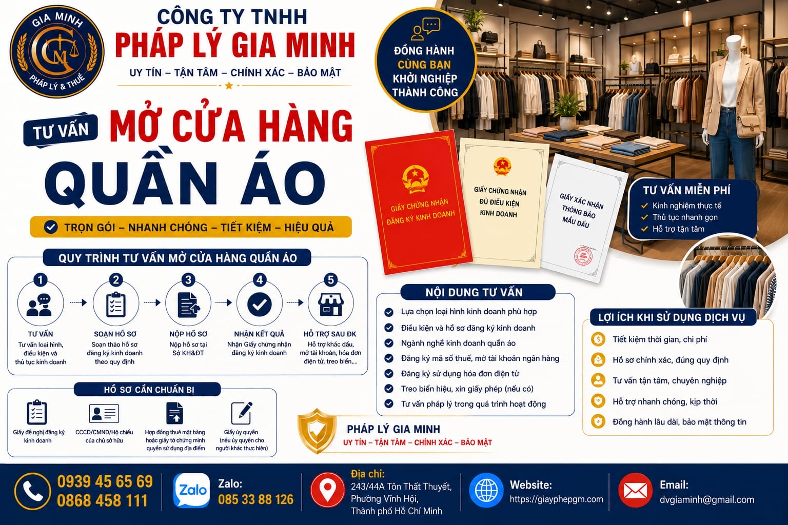 Mở cửa hàng quần áo Bến Tre