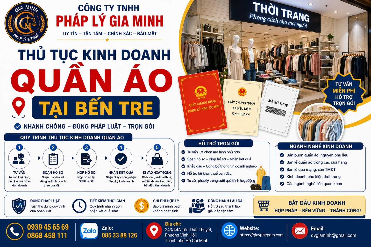 Thủ tục kinh doanh quần áo Bến Tre