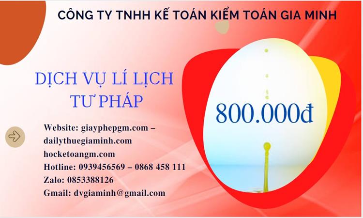 Bảng giá lý lịch tư pháp số 1 và 2 tại Gia Lai 
