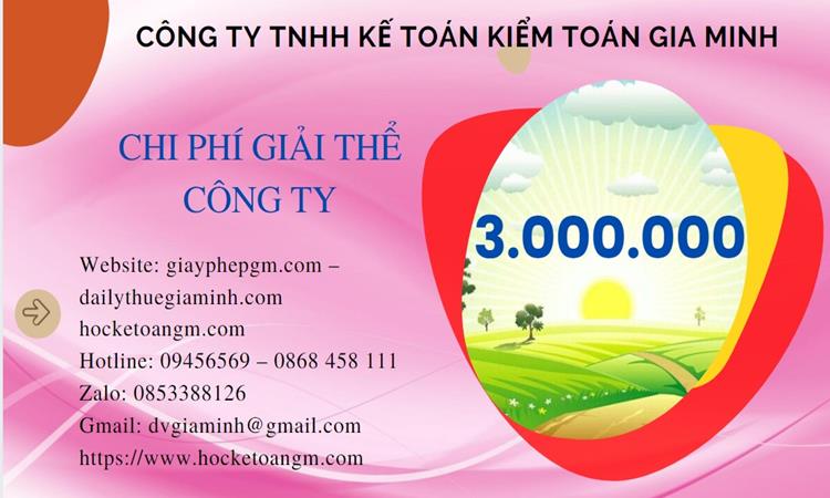 Chi phí giải thể công ty tại Bạc Liêu trọn gói