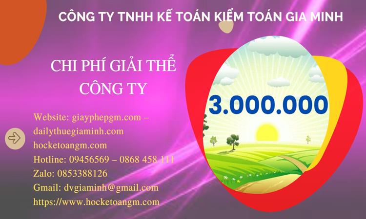 THỦ TỤC GIẢI THỂ CÔNG TY TẠI THANH HÓA TRỌN GÓI LUẬT MỚI NHẤT 5 Chi phí giải thể công ty tại Thanh Hóa trọn gói