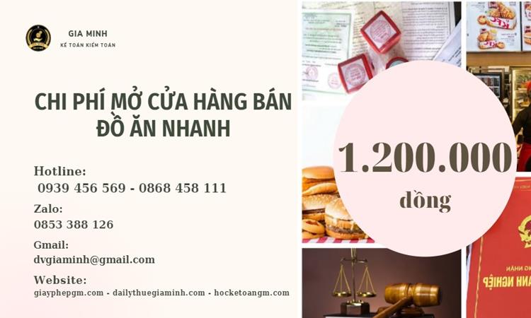 Thủ tục mở cửa hàng bán đồ ăn nhanh 5 Chi phí mở cửa hàng bán đồ ăn nhanh