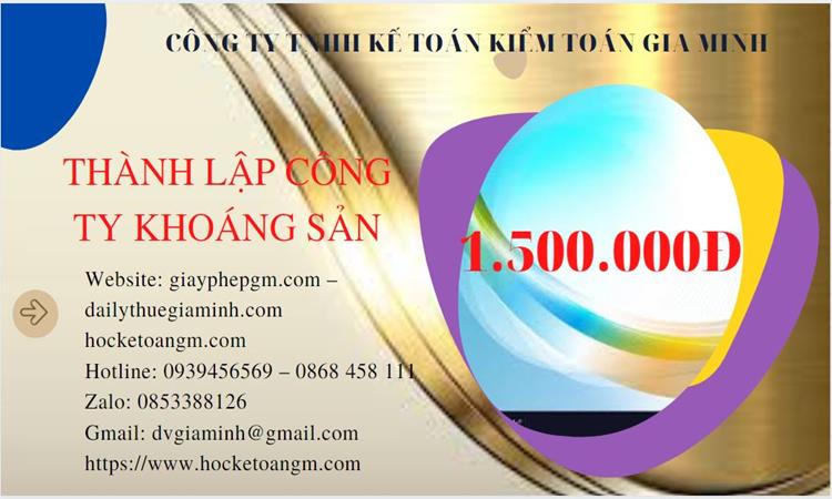 Chi phí thành lập công ty khai thác khoáng sản tại Cần Thơ 