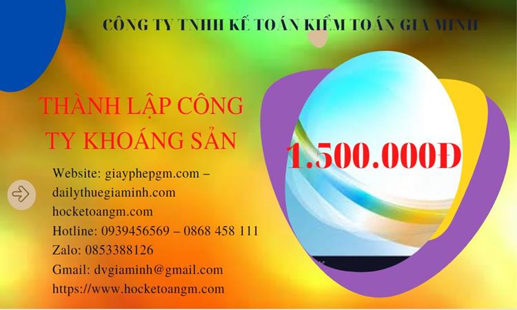 Chi phí thành lập công ty khai thác khoáng sản tại Đồng Tháp 