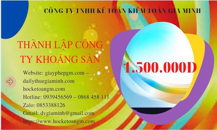Chi phí thành lập công ty khai thác khoáng sản tại Huyện Hoài Đức 