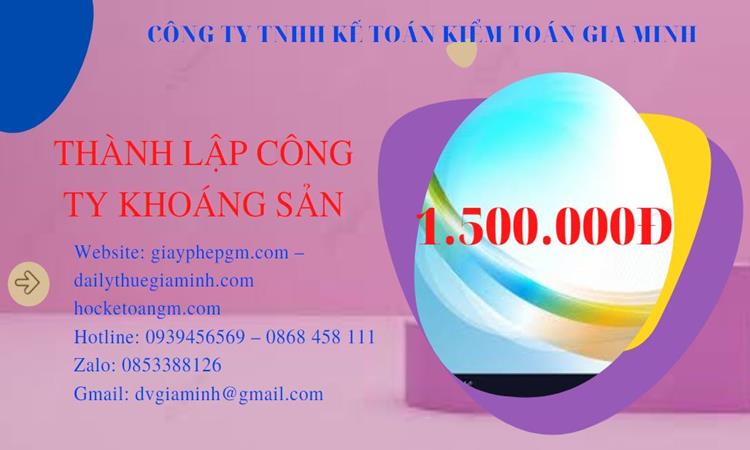 Chi phí thành lập công ty khai thác khoáng sản tại Huyện Hóc Môn 