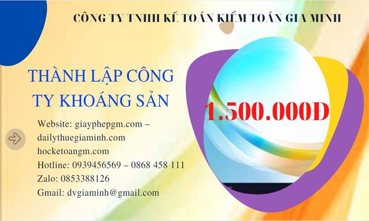 Chi phí thành lập công ty khai thác khoáng sản tại Huyện Thới Lai 
