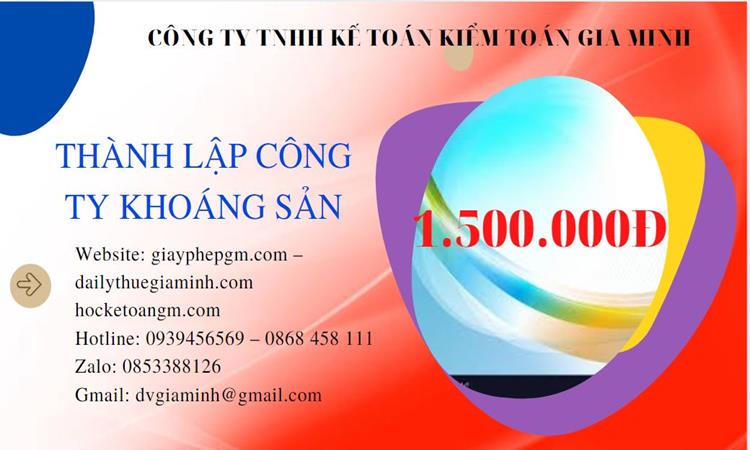 Chi phí thành lập công ty khai thác khoáng sản tại Huyện Tiên Lữ 