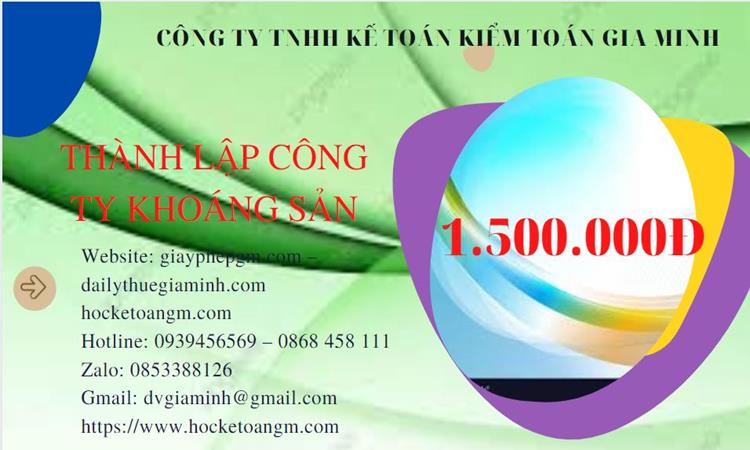 Chi phí thành lập công ty khai thác khoáng sản tại Huyện Ứng Hòa 